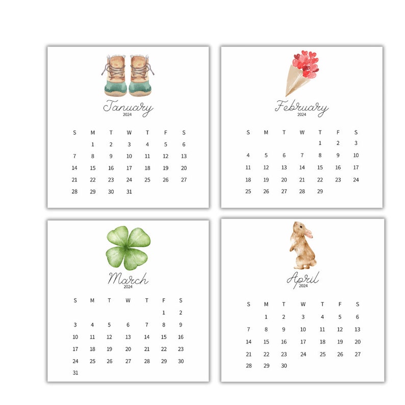 2024 Desk Calendar 6x6 Etsy