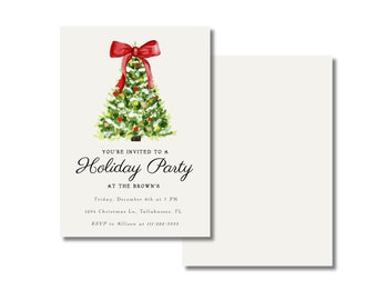 Holiday Party Invite - Christmas Tree & Bow
