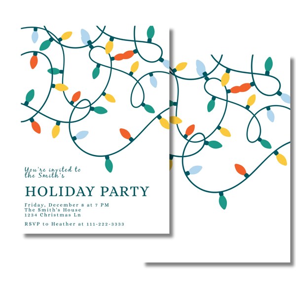 Holiday Party Invite - Classic Christmas Lights