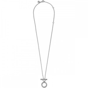 Double Hoop Silver Pandora T-bar Necklace Experience Uniqueness with Pandora Logo Necklace Logo on Both Sides 45cm Long Chain 399039C01 image 3