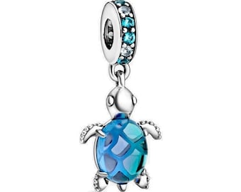 Murano Glass Sea Turtle Sterling Silver Pandora Dangle Charm Sterling Silver Dangle Handcrafted with Love A Meaningful Jewellery Piece, UK