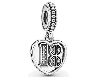 Pandora 18th Celebration Sterling Silver Dangle Charm Women's Bracelet Charms for 2024 Ideal UK Anniversary Jewellery Present, Trending Now