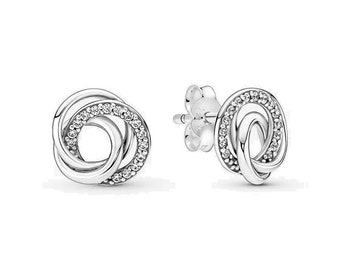 Pandora Family Always Silver Encircled Stud Earrings Trending Style Affordable Handmade Jewellery for the Modern Woman, Affordable Item UK