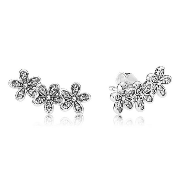 Pandora Daisy Flower Sterling Silver Stud Earrings Affordable Floral Stud Earrings Sparkling Daisy Style for Women's Everyday Jewellery, UK