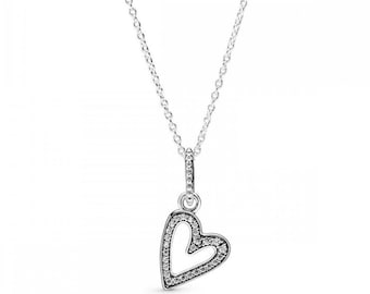 Freehand Pandora Heart Pendant Necklace Stacking Jewellery that Speaks of Real Love: Ideal for Layered, Meaningful Gifts - 45cm Long Chain