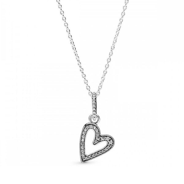 Freehand Pandora Heart Pendant Necklace Stacking Jewellery that Speaks of Real Love: Ideal for Layered, Meaningful Gifts - 45cm Long Chain