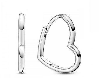 Pandora Silver Asymmetrical Heart Hoop Earrings Dangle Hoop Earrings for Women: Meaningful Gifts with Fast Dispatch in the UK, Must-Have