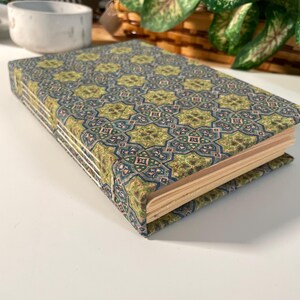 Lang genähtes Journal mit Korkhülle | Recyclingpapier | Niedliche Notizbücher | Hardcover Notizbücher| Stoff bezogenes Buch | Dot Grid Unikat