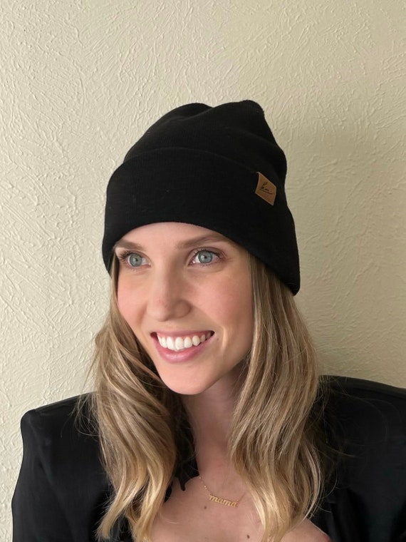 100% Organic Merino Wool Beanie : Black - image 4