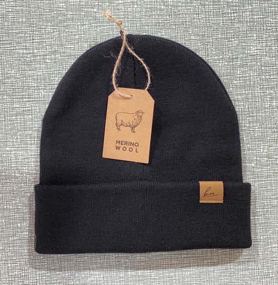 100% Organic Merino Wool Beanie : Black - image 1