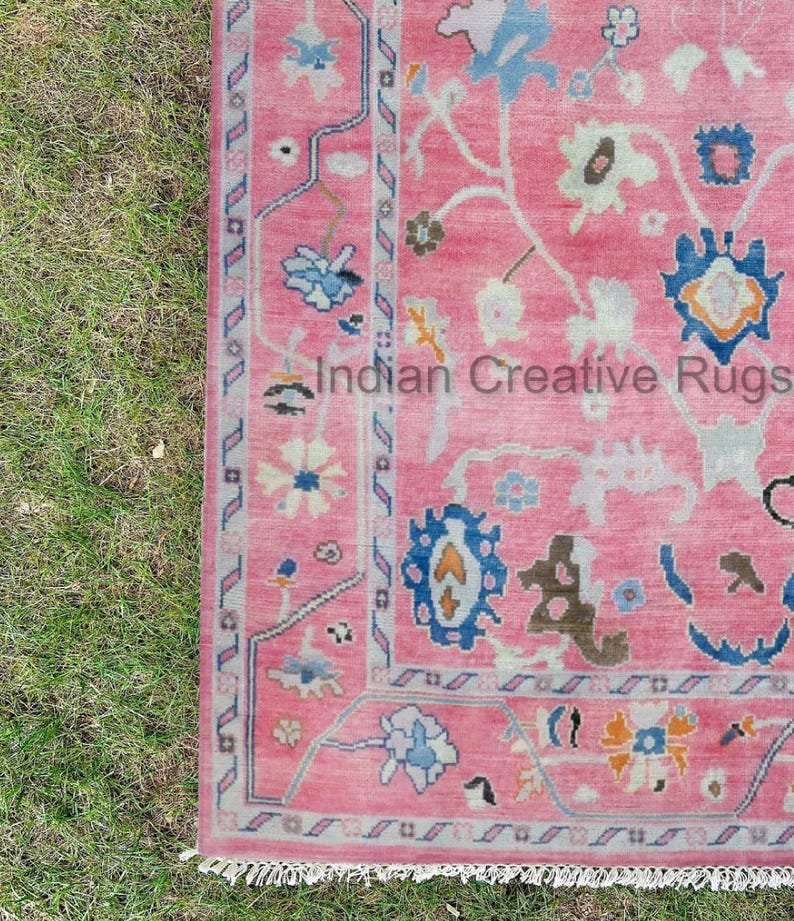 Bubblegum Pink Oushak Rug, Hand Knotted Wool, Made to Order