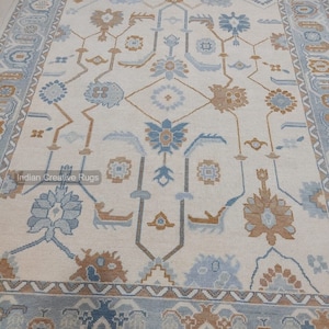 Grey White Vintage  Modern Hand knotted Oushak Made to Order (In Any Size!!)Modern Oushak rug/ large area rug/pastel/sage/muted Oushak