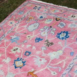 Bubblegum Pink Oushak Rug, Hand Knotted Wool, Made to Order
