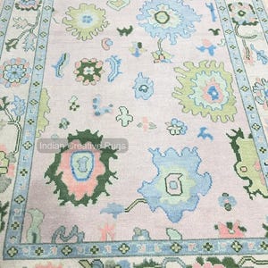 Pink Oushak Rug, Hand Knotted Oushak Rug, Wool Area Rug for Bedroom, Living room, dining area, Pastel Oushak Rug, Handmade Rug.