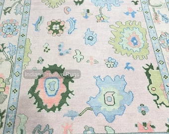 Pink Oushak Rug, Hand Knotted Oushak Rug, Wool Area Rug for Bedroom, Living room, dining area, Pastel Oushak Rug, Handmade Rug.