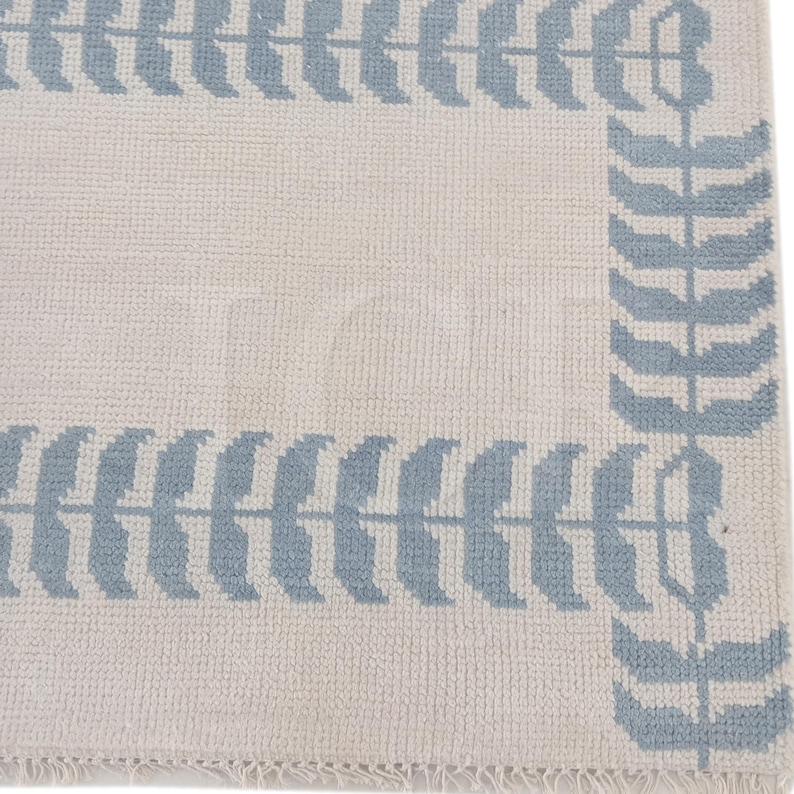 Modern Oushak Rugs: Light Blue & Soft White, Modern Area Rug image 7
