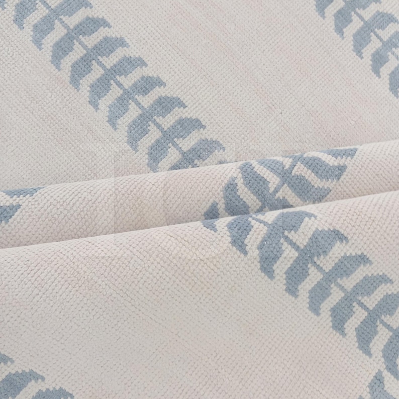 Modern Oushak Rugs: Light Blue & Soft White, Modern Area Rug image 1