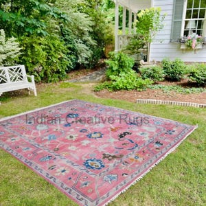 Bubblegum Pink Oushak Rug, Hand Knotted Wool, Made to Order