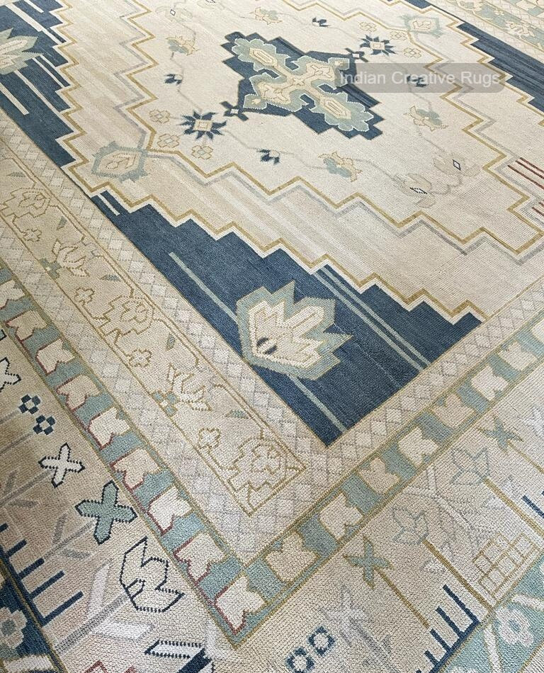 Taupe/blue Modern Oushak Hand knotted Modern Vintage Made to Order (In Any Size!)Modern Oushak rug/ large area rug/pastel/sage/muted Rug