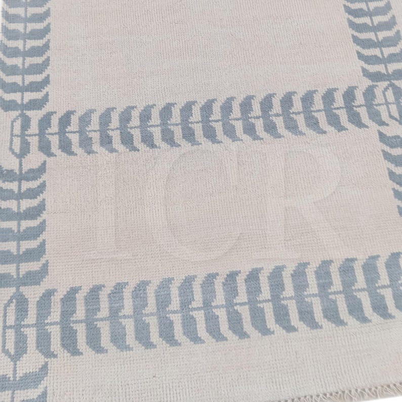 Modern Oushak Rugs: Light Blue & Soft White, Modern Area Rug image 8