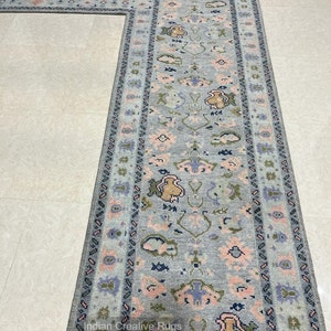 L Modle Grey Pink Vintage Hand knotted Oushak  Made to Order (In Any Size!)Modern Oushak rug/ large area rug/pastel/sage/muted Rug