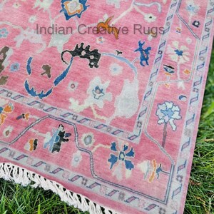 Bubblegum Pink Oushak Rug, Hand Knotted Wool, Made to Order