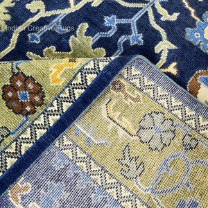 Modern Vintage  Hand knotted Blue Green  Oushak Made to Order (In Any Size!!)Modern Oushak rug/ large area rug/pastel/sage/muted Oushak.