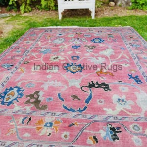Bubblegum Pink Oushak Rug, Hand Knotted Wool, Made to Order