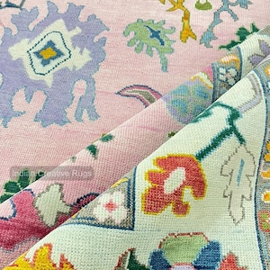 Pink Blue Antique Hand knotted Oushak Made to Order (In Any Size!!!!)Modern Oushak rug/ large area rug/pastel/sage/muted Oushak.