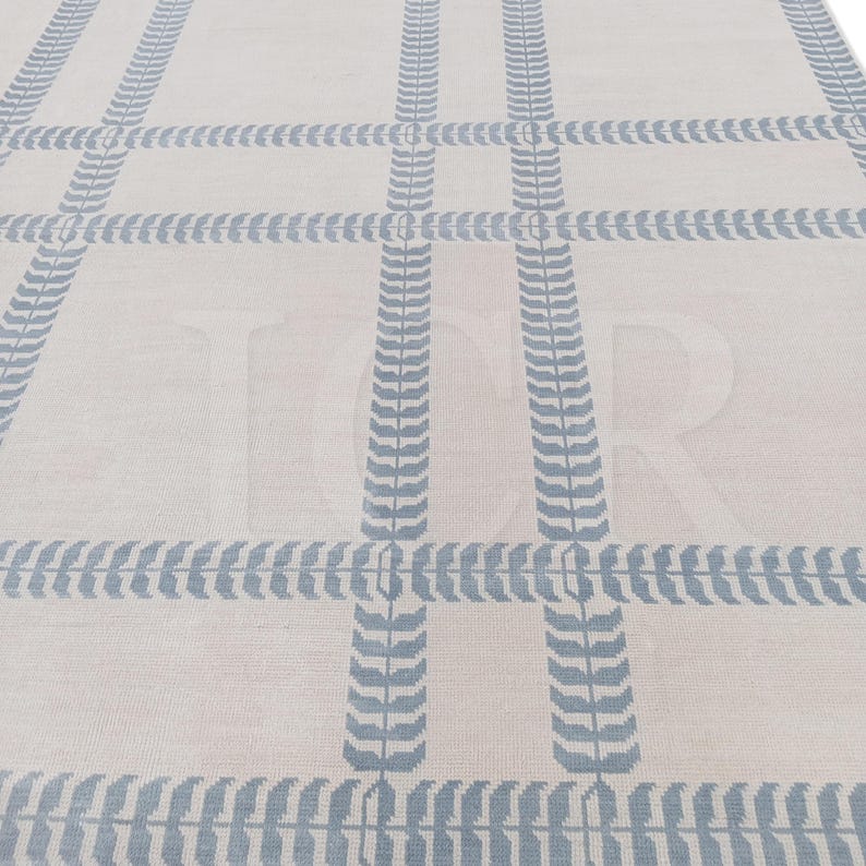 Modern Oushak Rugs: Light Blue & Soft White, Modern Area Rug image 5
