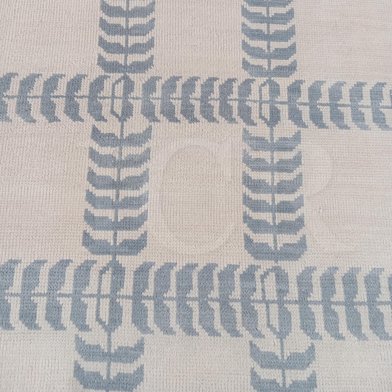 Modern Oushak Rugs: Light Blue & Soft White, Modern Area Rug image 6