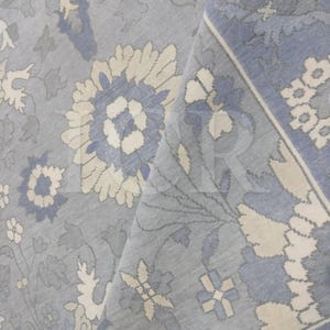 Hand Knotted Blue Grey Oushak Rug, Made to Order
