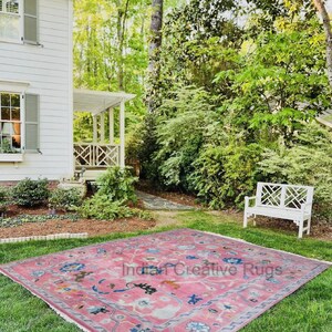 Bubblegum Pink Oushak Rug, Hand Knotted Wool, Made to Order