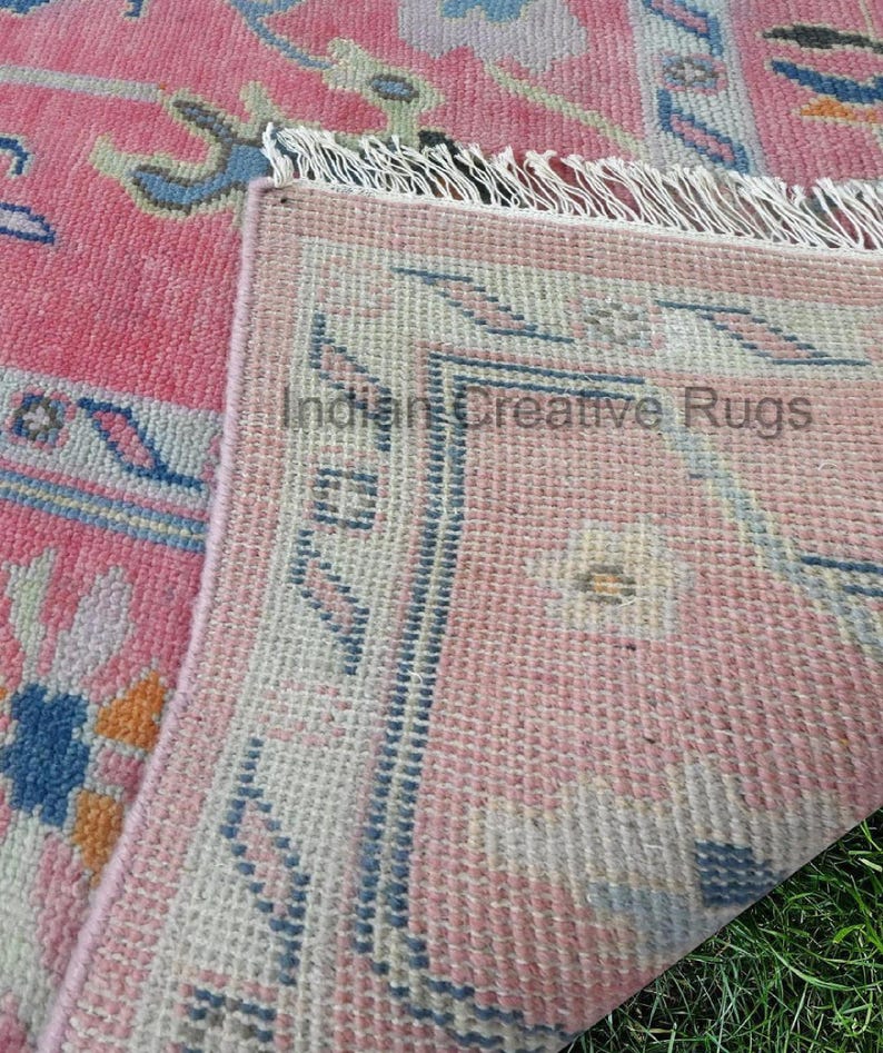 Bubblegum Pink Oushak Rug, Hand Knotted Wool, Made to Order