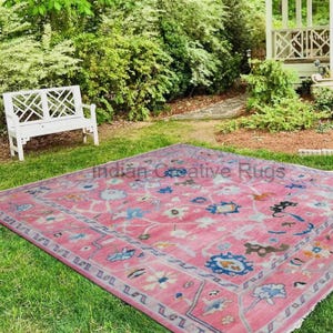 Bubblegum Pink Oushak Rug, Hand Knotted Wool, Made to Order