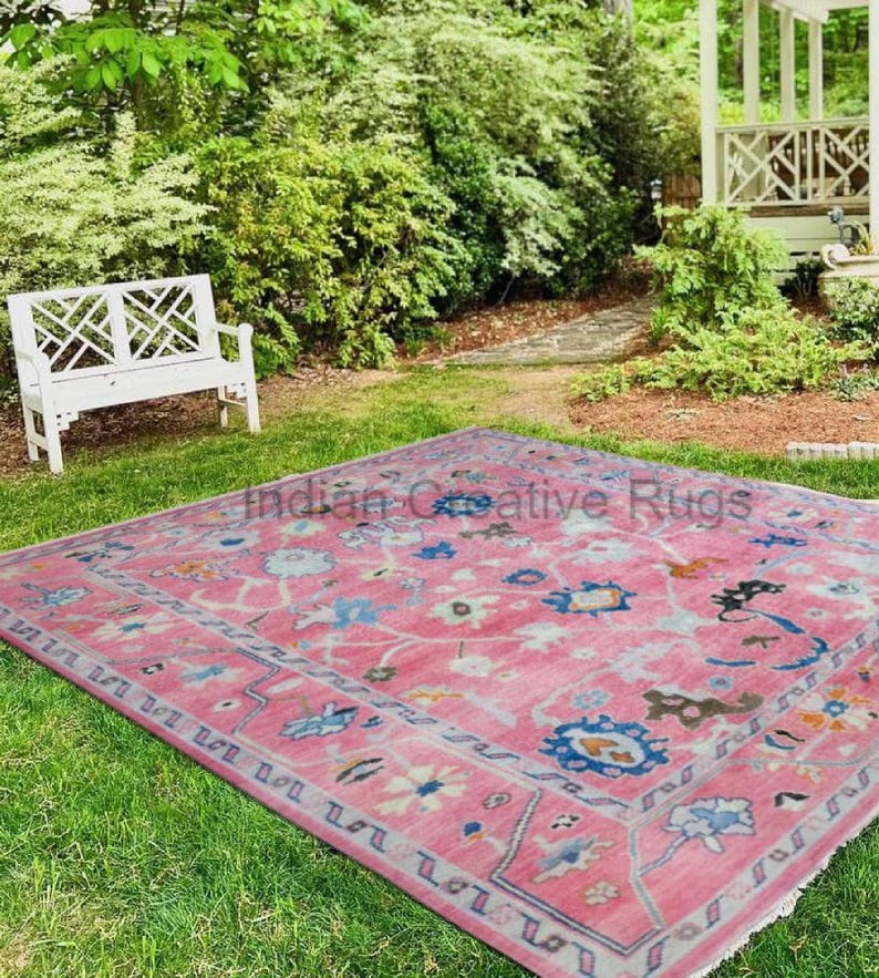 Bubblegum Pink Oushak Rug, Hand Knotted Wool, Made to Order