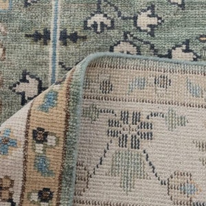 Green White Vintage Oushak  Modern Hand knotted Made to Order (In Any Size!!)Modern Oushak rug/ large area rug/pastel/sage/muted Oushak