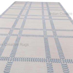 Hand Knotted Oushak Rug: Light Blue & Soft White, Modern Area Rug