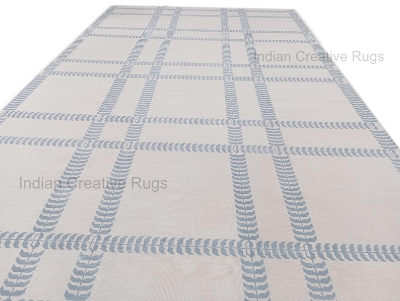 Hand Knotted Oushak Rug: Light Blue & Soft White, Modern Area Rug