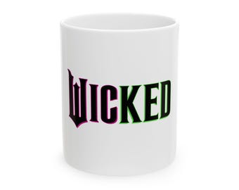 Caneca de café do musical Wicked, presente perfeito para fãs da Broadway.