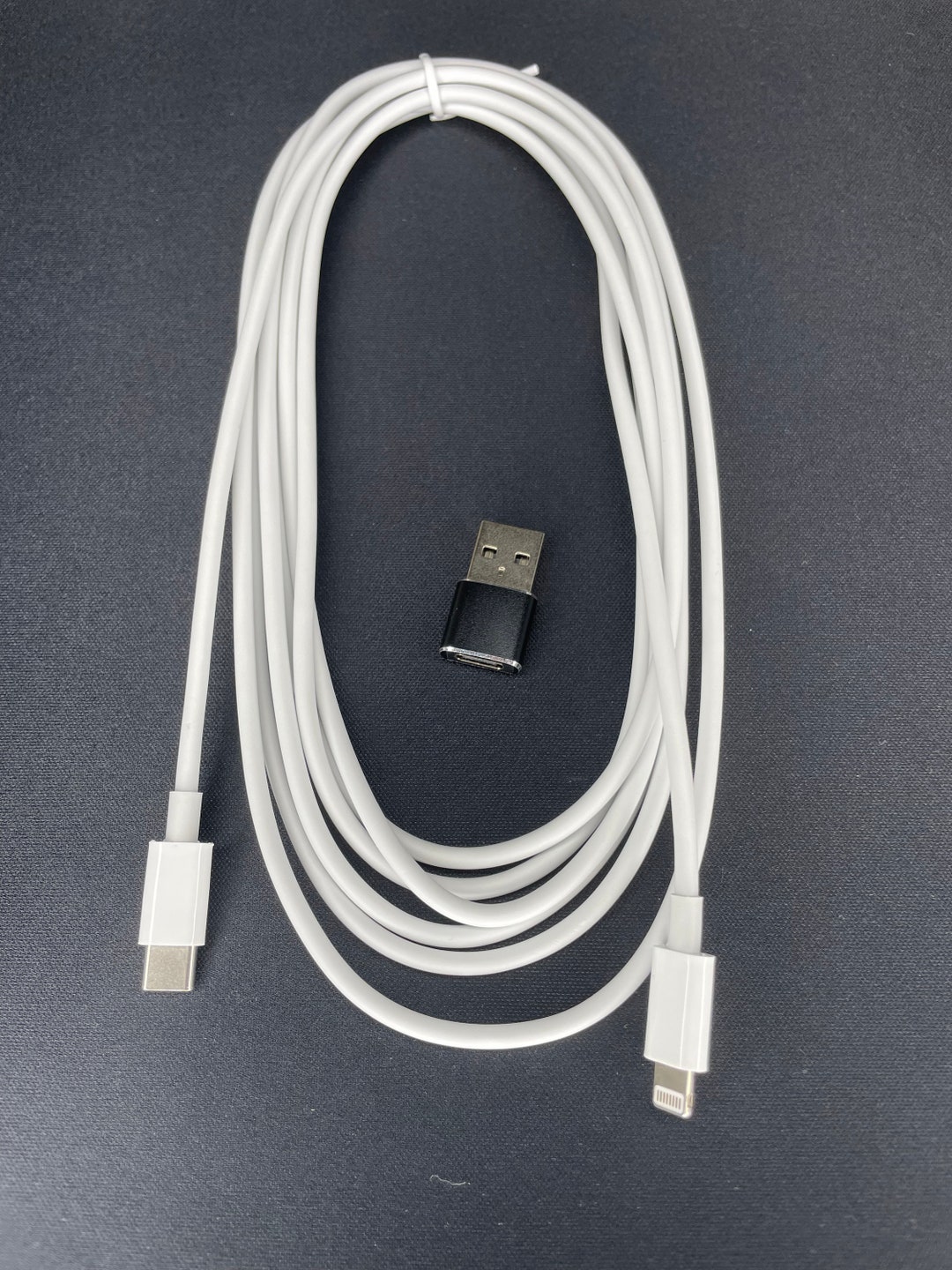 Fast iPhone Charger 10ft W/ USBC to USB Adapter Etsy