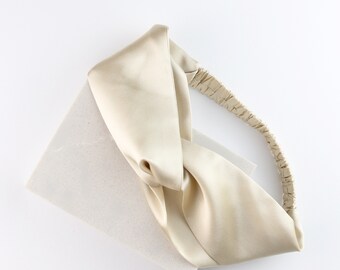 Luxurious 25MM Mulberry Silk Headband ‘Casual’ – Champagne