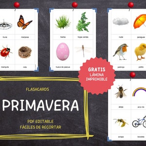 PRIMAVERA Montessori · 28 tarjetas educativas fáciles de recortar · Fotos reales · Flashcards Montessori · PDFs editables · Ideal para niños