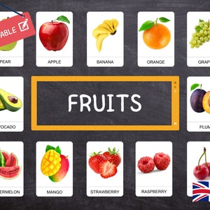 FRUITS Montessori · NEDERLANDS · 40 gemakkelijk te knippen educatieve kaarten · Echte foto's · Montessori Flashcards · Bewerkbare PDF's · Ideaal voor kinderen
