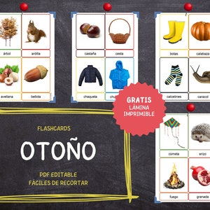 OTOÑO Montessori · 32 tarjetas educativas fáciles de recortar · Fotos reales · Flashcards Montessori · PDFs editables · Ideal para niños