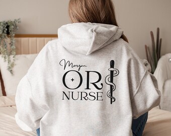 OR Nurse Jacket Personalized Nursing Jacket Operating Room Nurse Zip Up Hoodie RN Jacket Scrub Jacket Custom Nurse Jacket Medical Jacket Zip