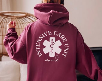 Veste d'infirmière personnalisée ICU Zip Up Infirmière à capuche Veste d'allaitement zippée Veste d'allaitement OU veste d'infirmière Veste d'infirmière infirmiere Veste d'infirmière médicale