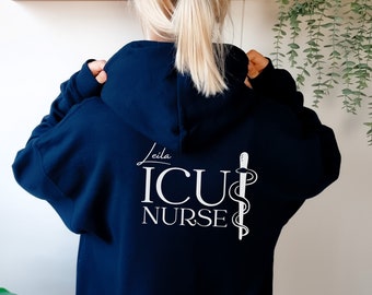 Veste d'infirmière bleu marine zippée RN à capuche infirmière zippée Veste d'allaitement OU veste d'infirmière ER Veste d'infirmière Veste médicale Cna sweat zippée