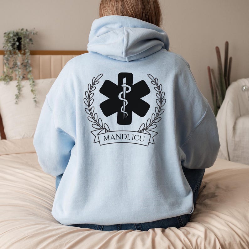 Light Blue Nurse Zip Up Hoodie RN Bsn Jacket RN Personalized Nurse Jacket CNA Sweatshirt Zip Up Jacket Er Tech Sweatshirt Er Nurse Jacket Medical