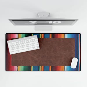 Boho Sarape Desk Mat Mouse Pad XXL Cowboy Chic Western Theme Office Decor Faux Leather Print Desk Organization Birthday Gift Dorm Room Decor